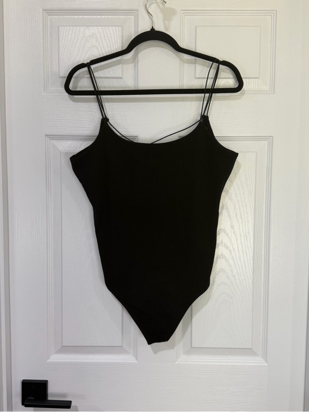 Express Black Double-Strap Bodysuit with stap back detail